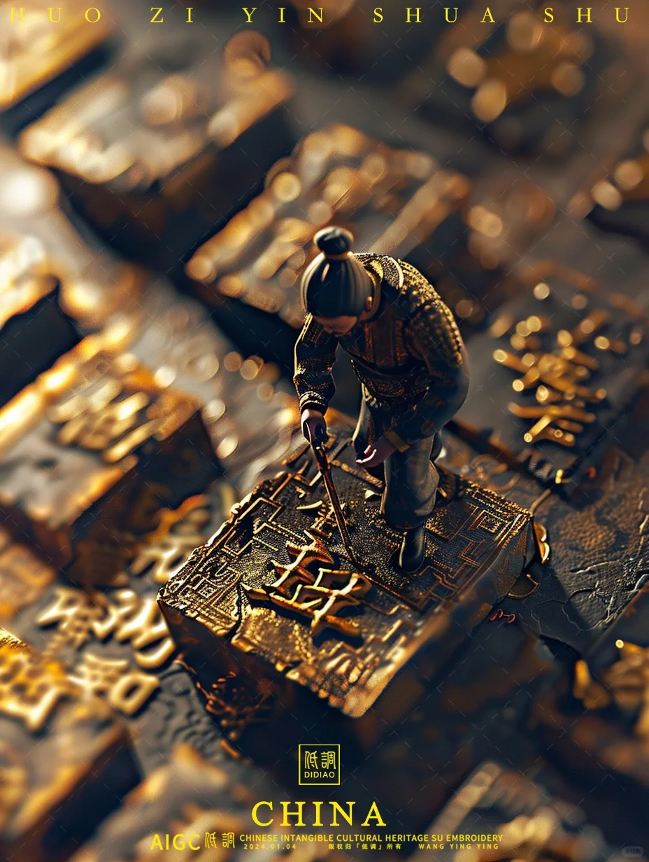 AI雕刻活字印刷