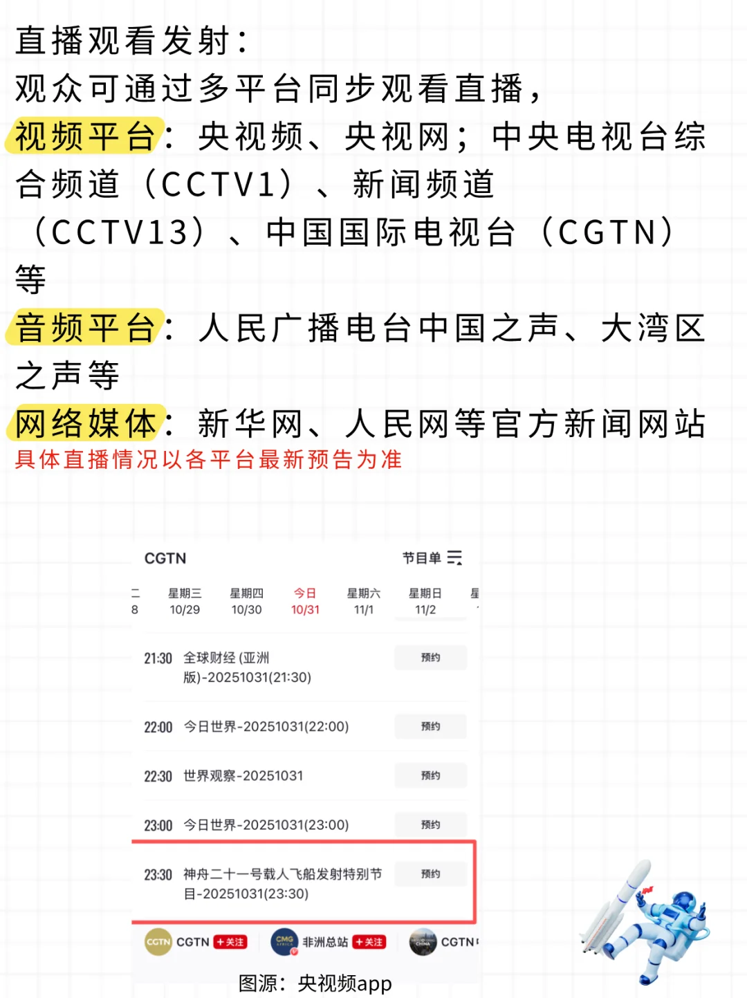 神舟二十一号！今日（10.31）出征