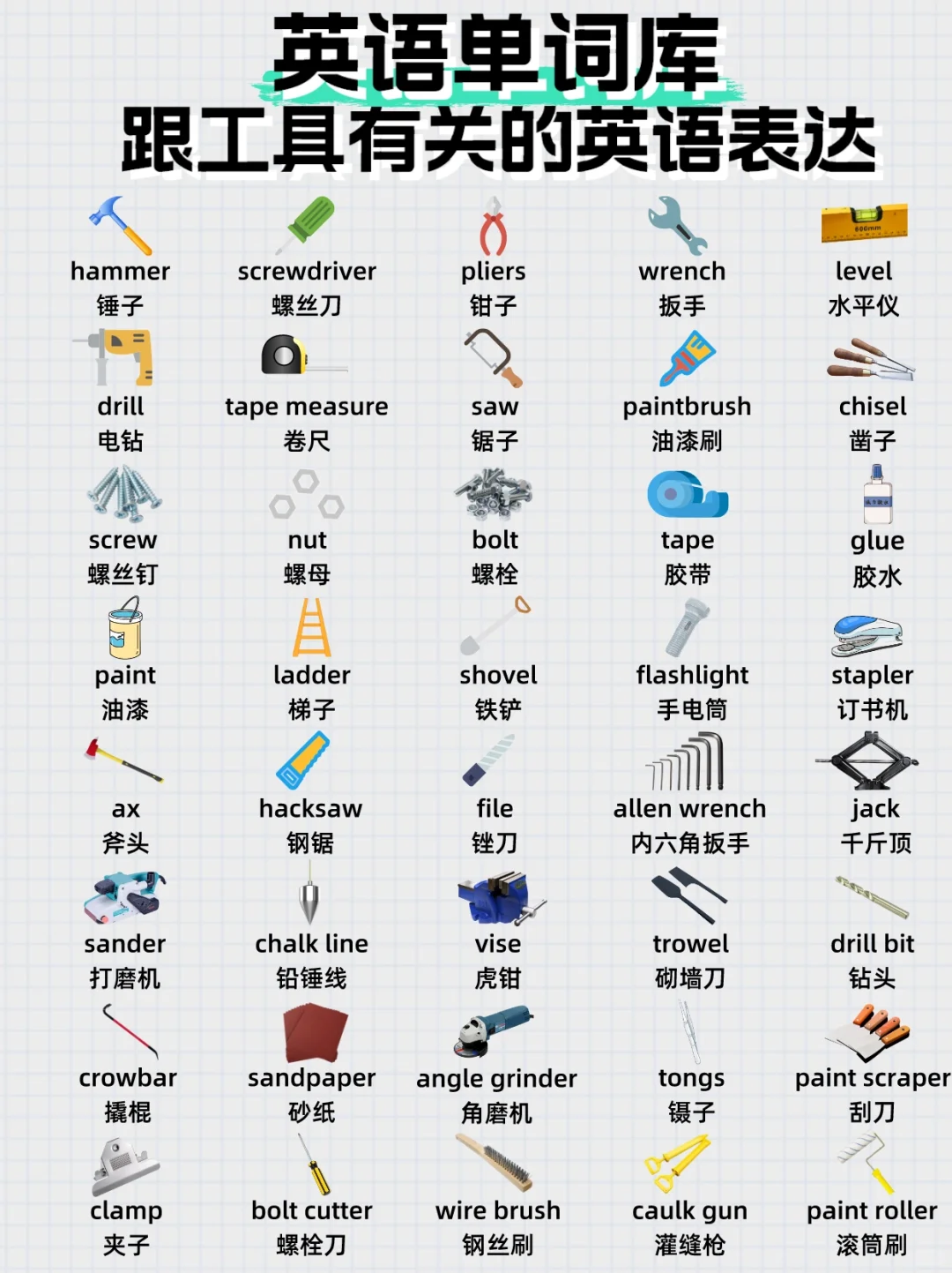 英语单词库——跟工具有关的英语表达