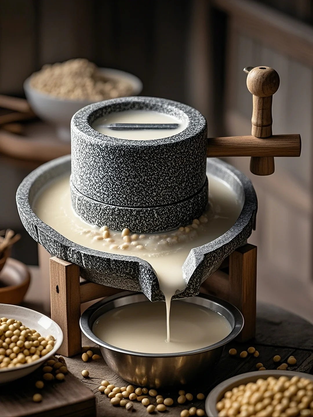 品味石磨豆浆，感受传统工艺与自然的结合。