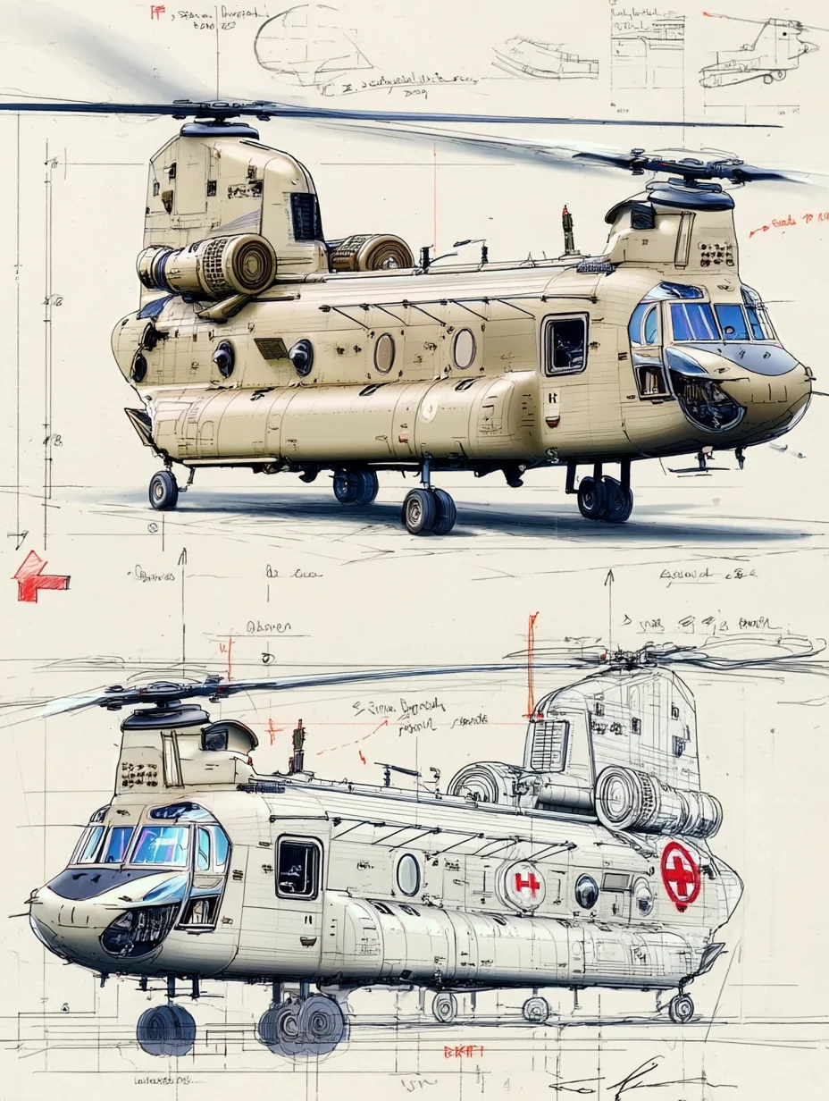 CH-47支奴干纵列双旋翼直升机|线条之美