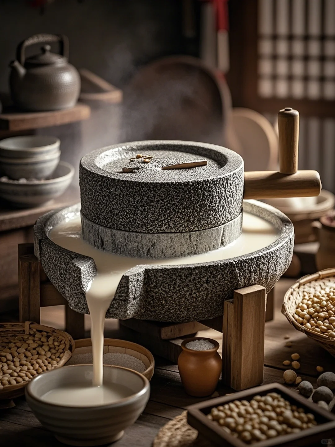 品味石磨豆浆，感受传统工艺与自然的结合。