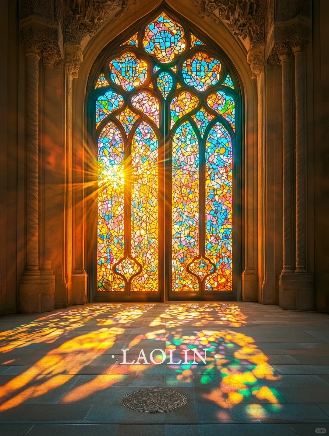 室内窗用彩玻真的超有氛围感啊