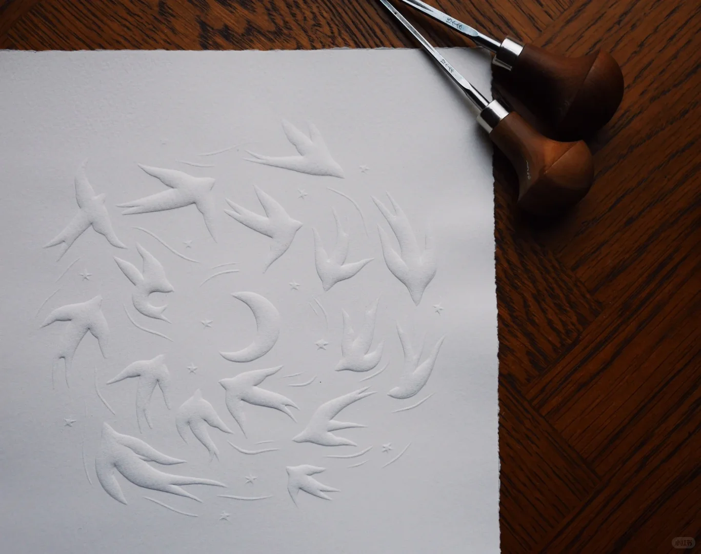 ?️‍?️ 无色压印凹凸版画太喜欢了！