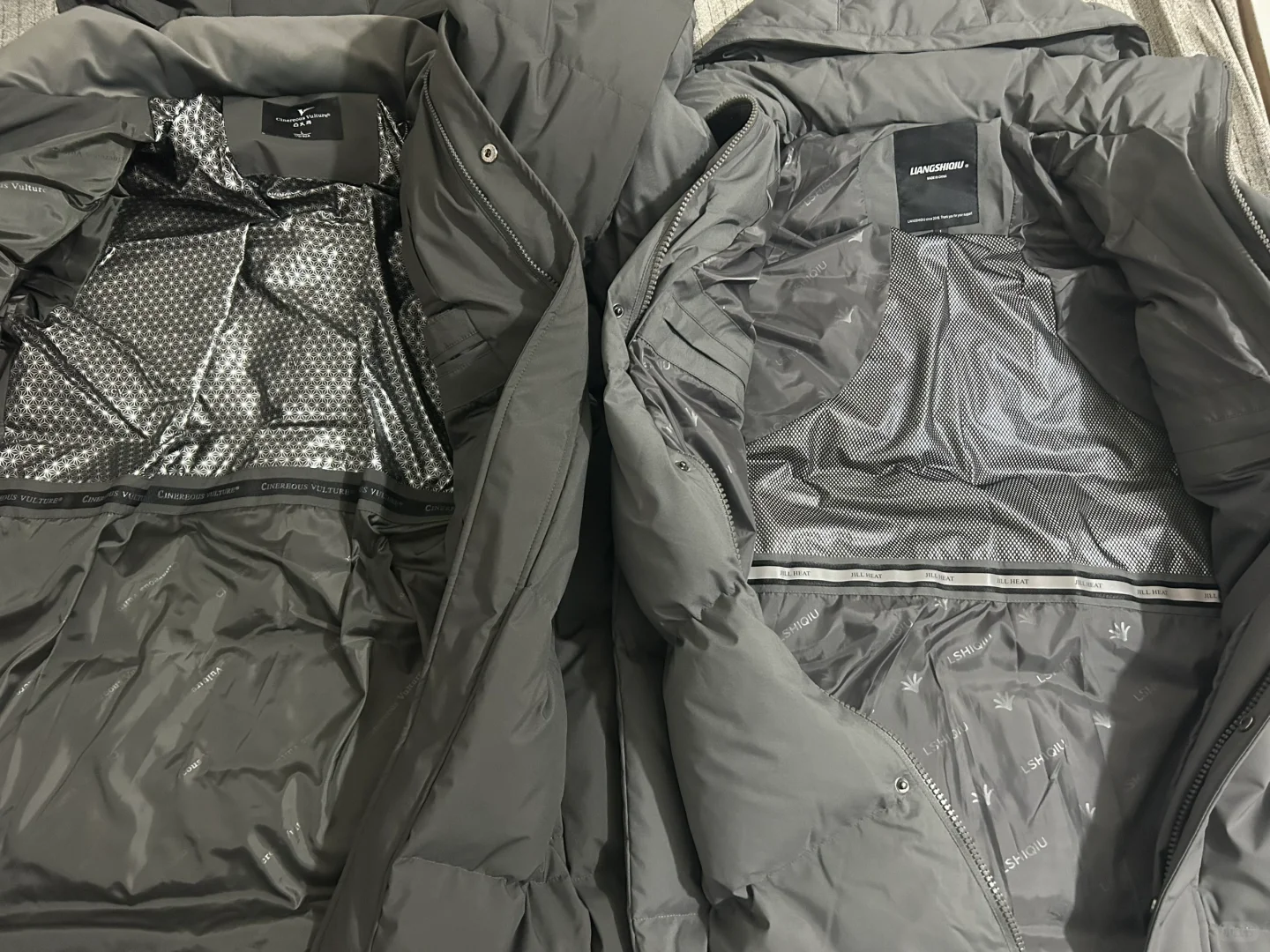 长款羽绒服鸟鸟和秋秋已经到货,细节对比