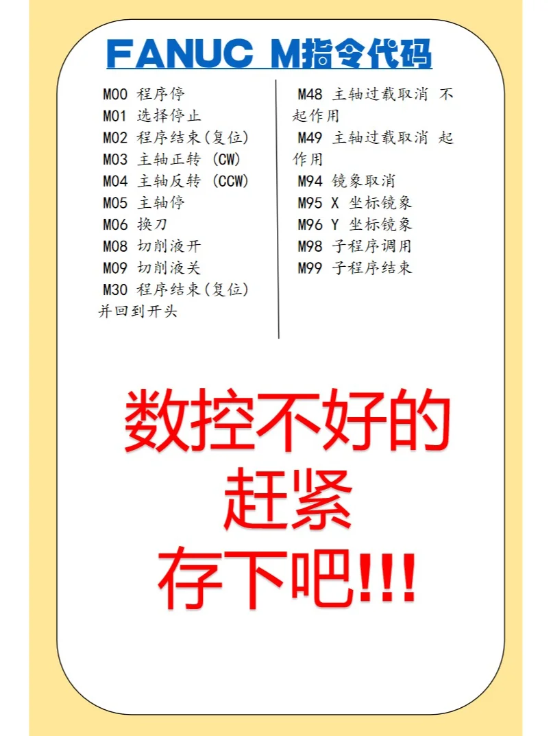 发那科指令代码