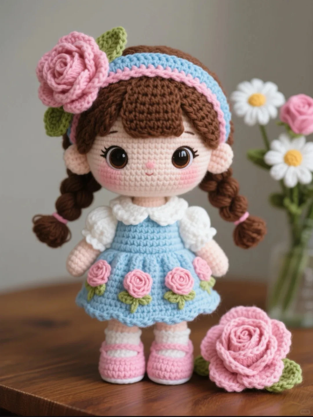 可爱又简单的钩织玩偶小女孩