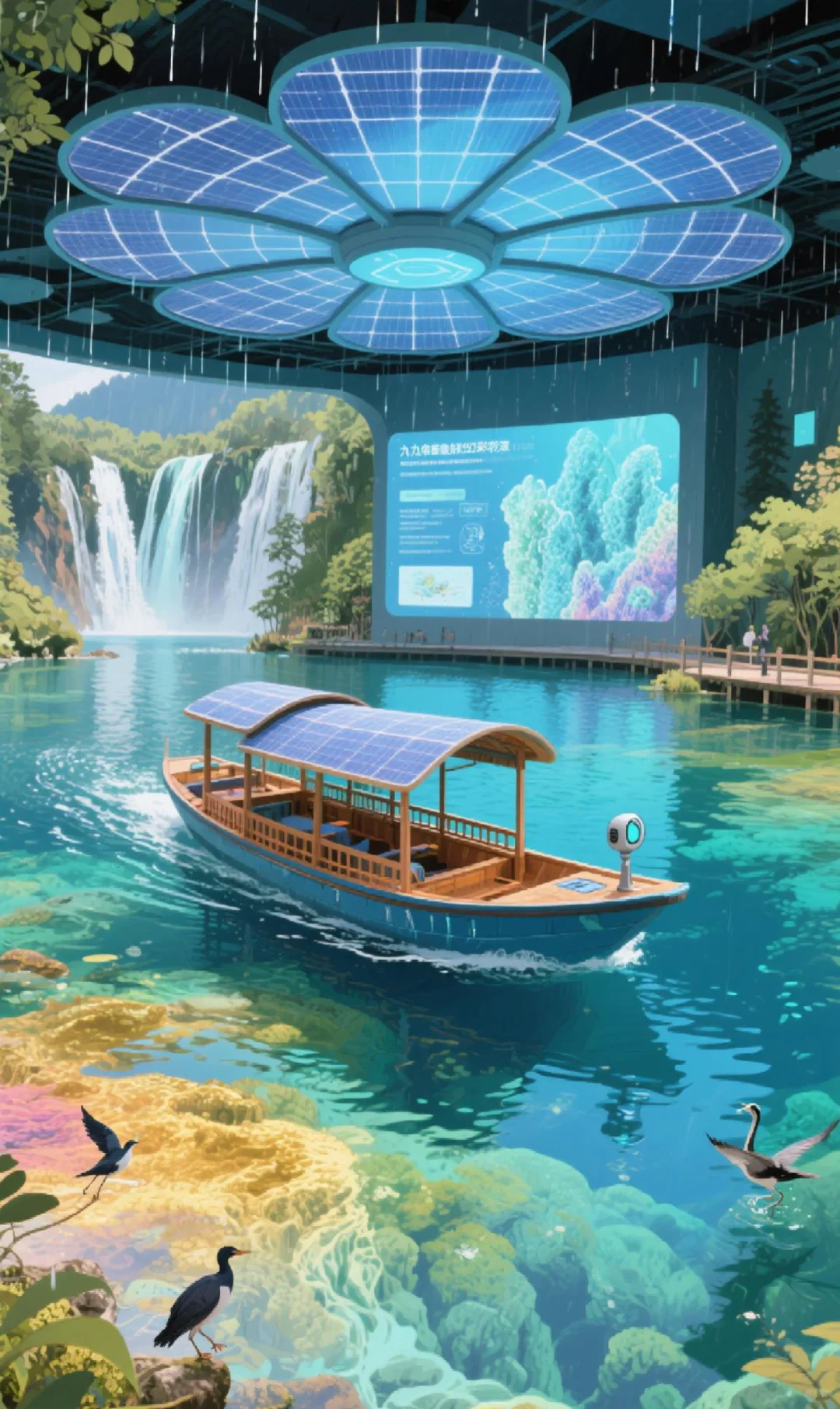 柔性曲面光伏+电动观光游船