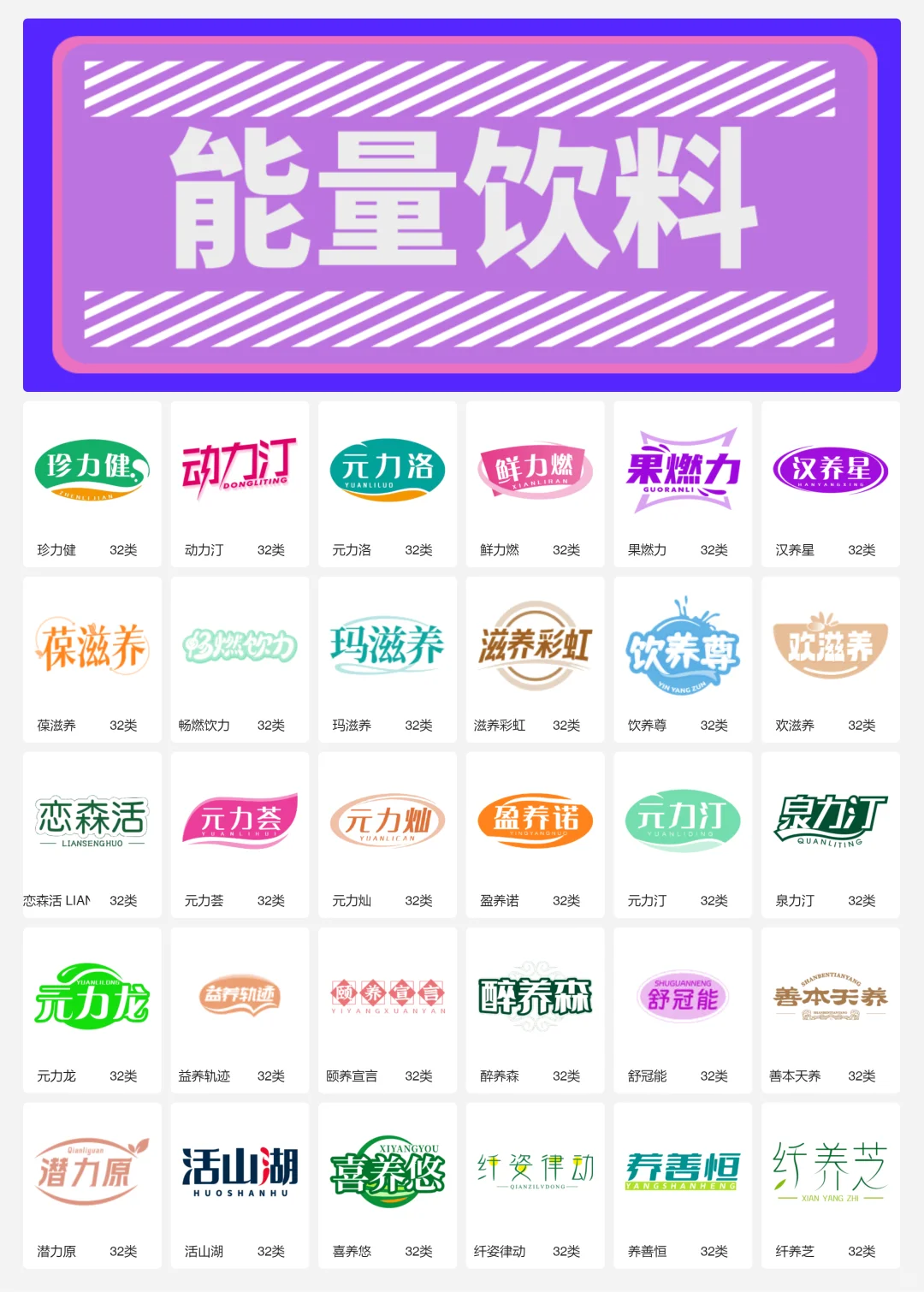 运动饮料 能量饮料 能量棒 32类商标转让