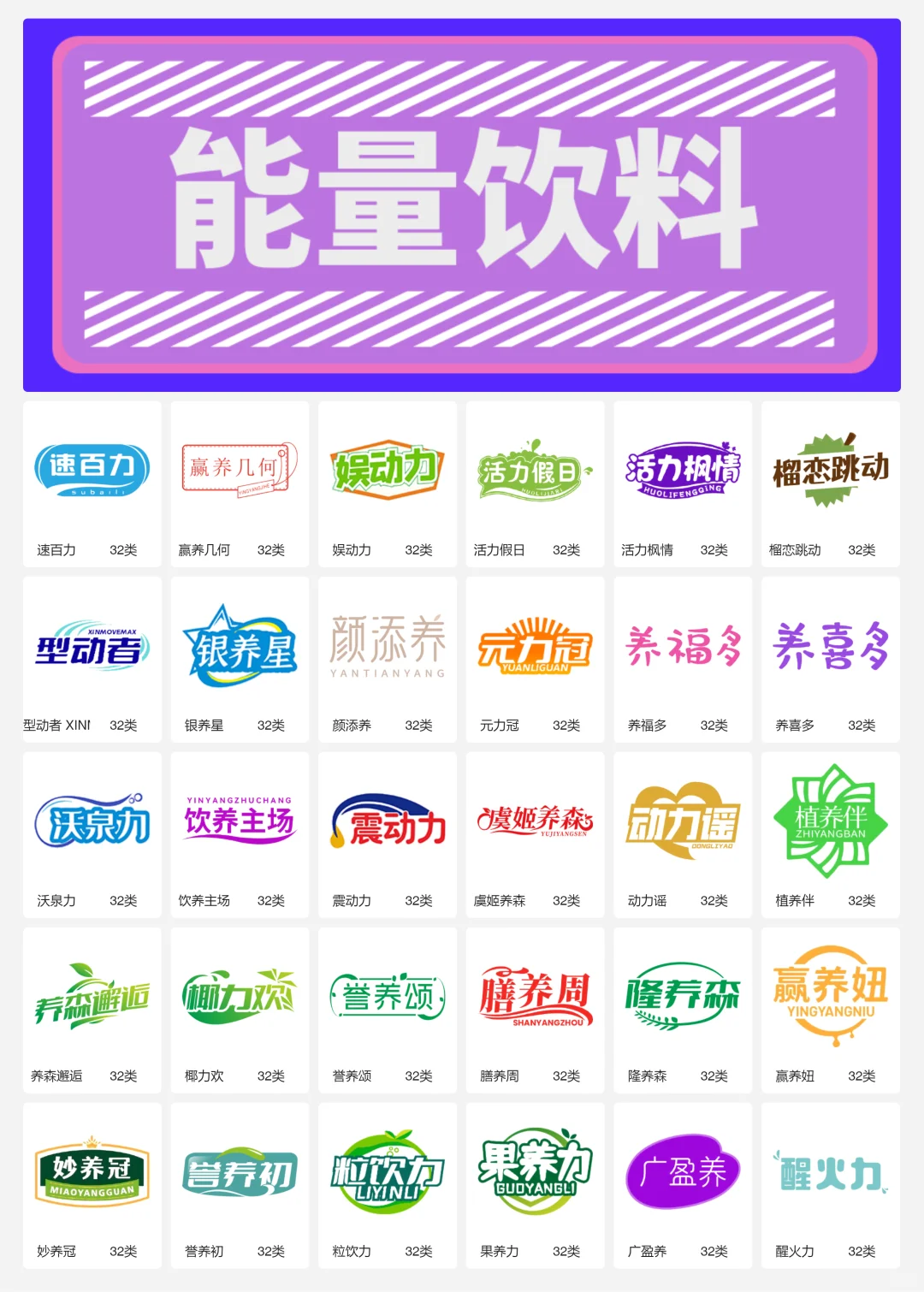 运动饮料 能量饮料 能量棒 32类商标转让