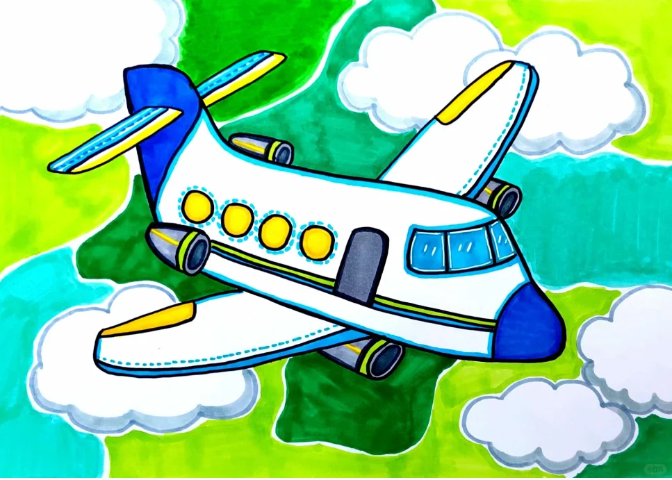 儿童画合集1⃣️2⃣️飞机✈️