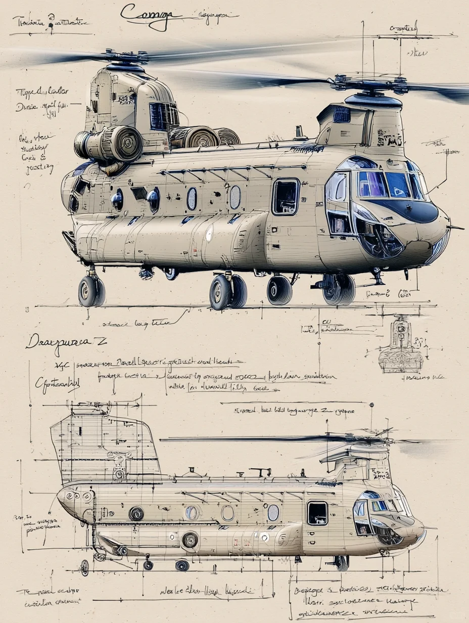 CH-47支奴干纵列双旋翼直升机|线条之美