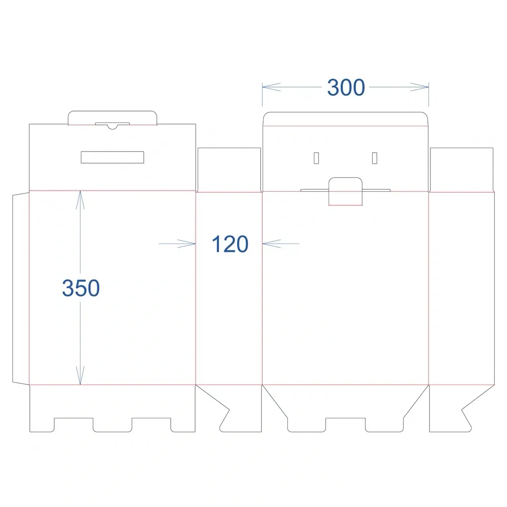 包装盒刀模结构图设计折叠纸盒刀线图dai画