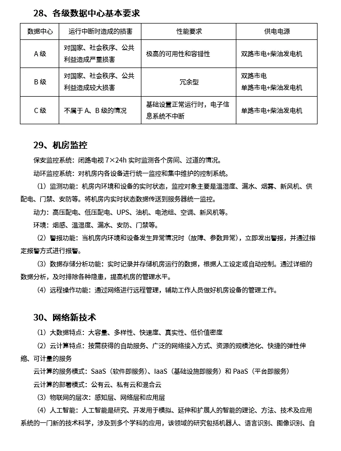 25下半年软考初级网络管理员考前几页纸
