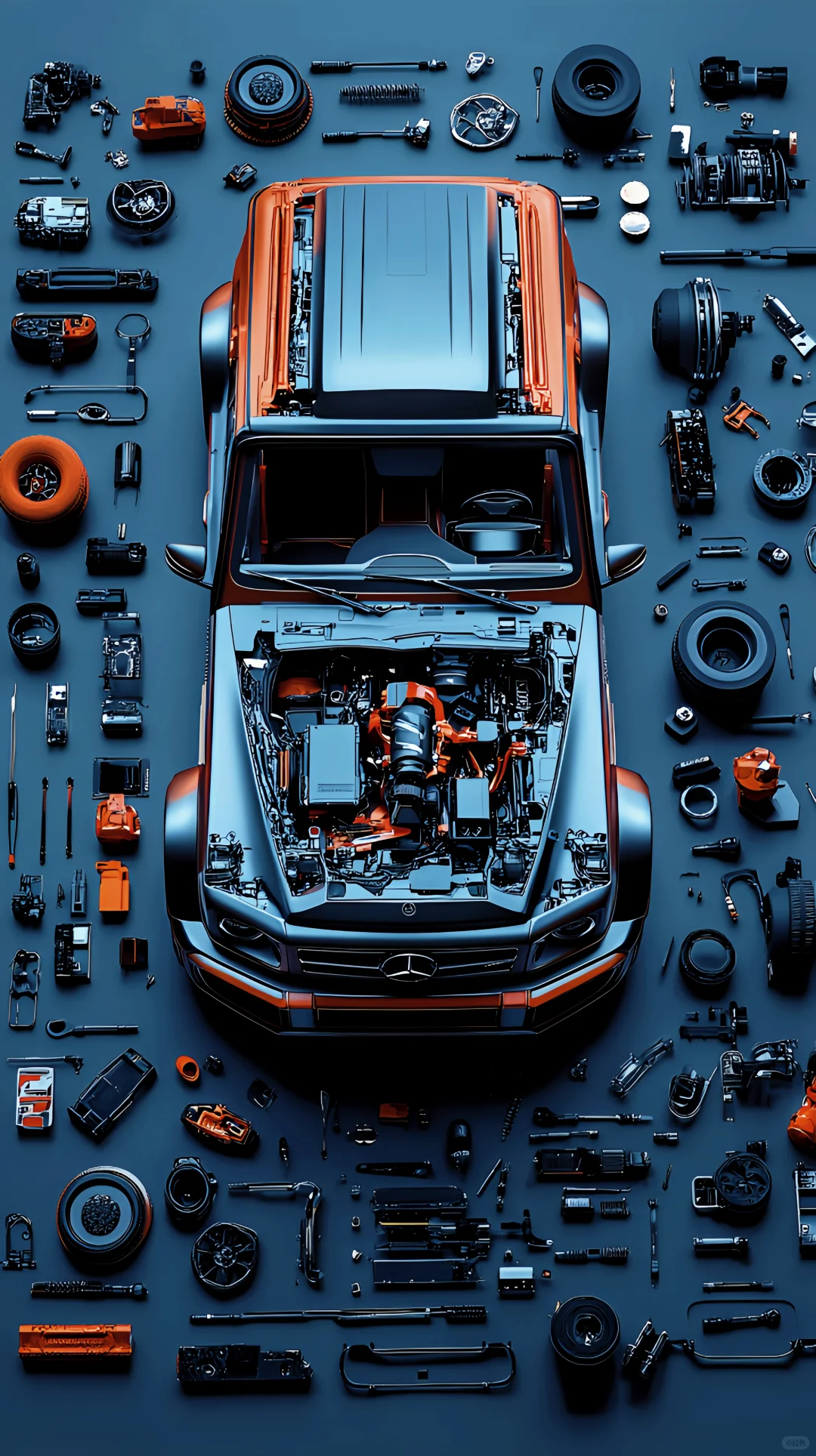 一张壁纸，尽显奔驰风范！零部件拆解艺术?