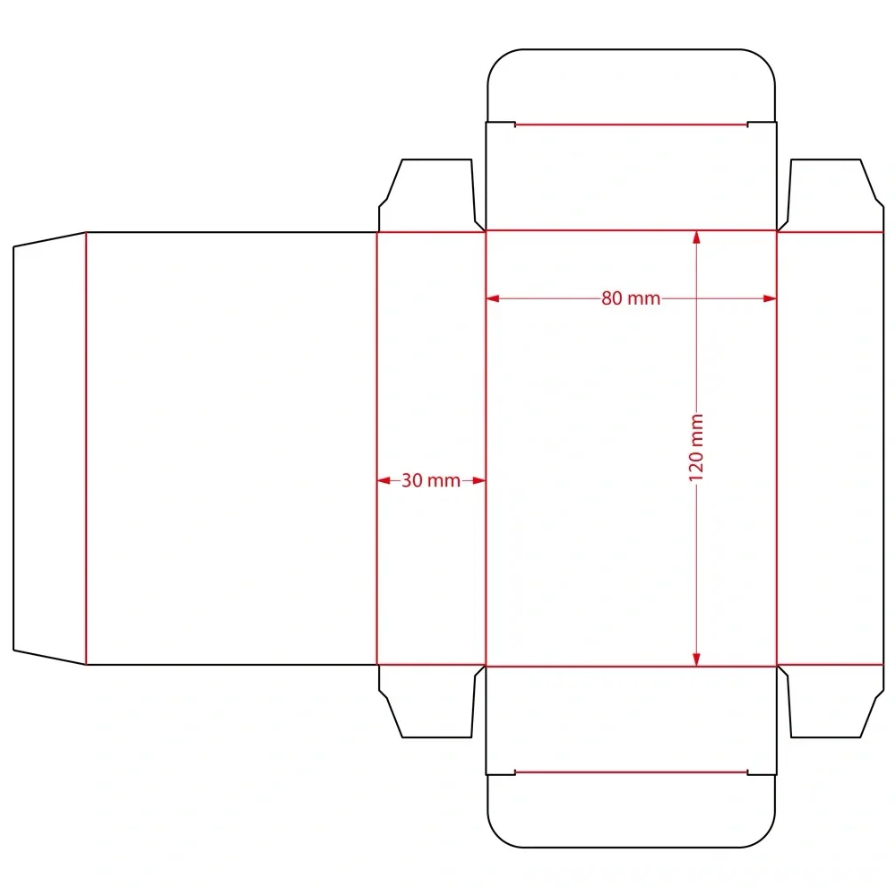 包装盒刀模结构图设计折叠纸盒刀线图dai画