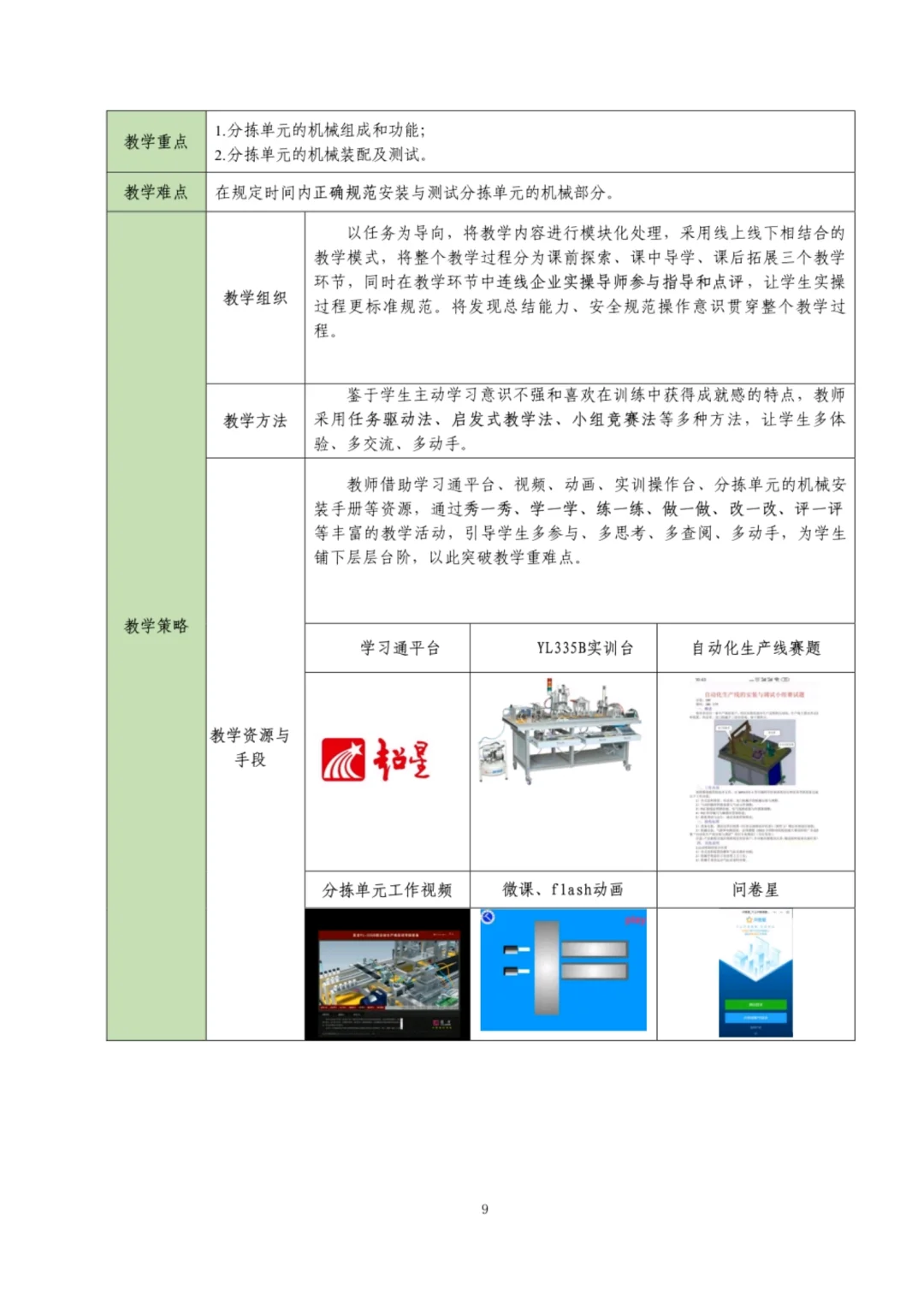 《自动化生产线安装与调试》教案实施报告