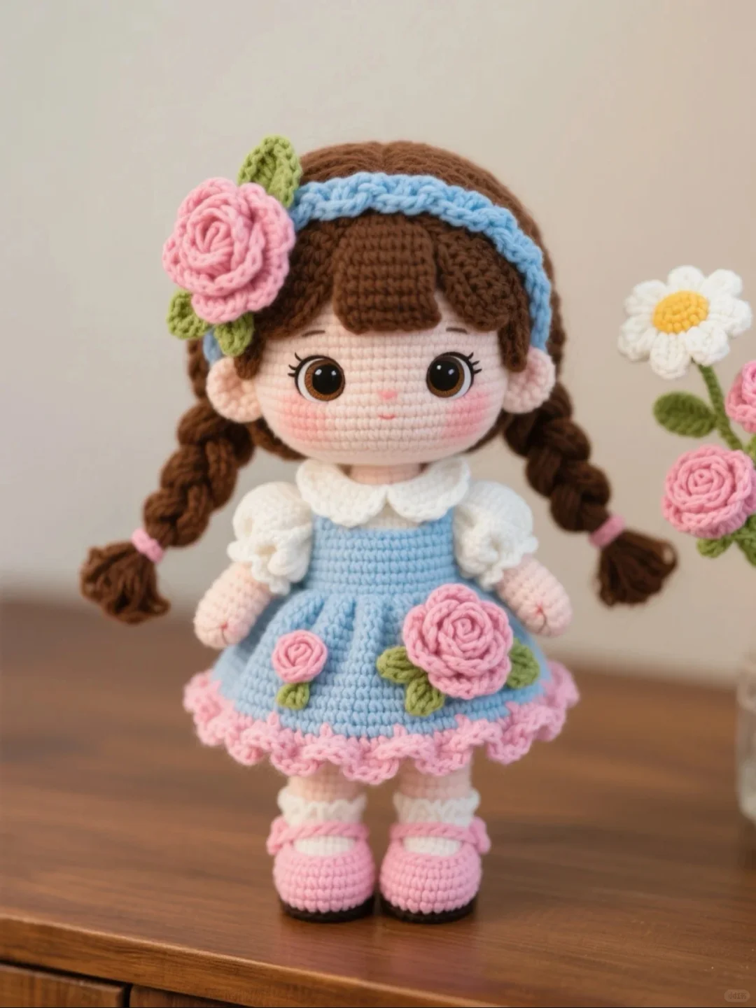 可爱又简单的钩织玩偶小女孩