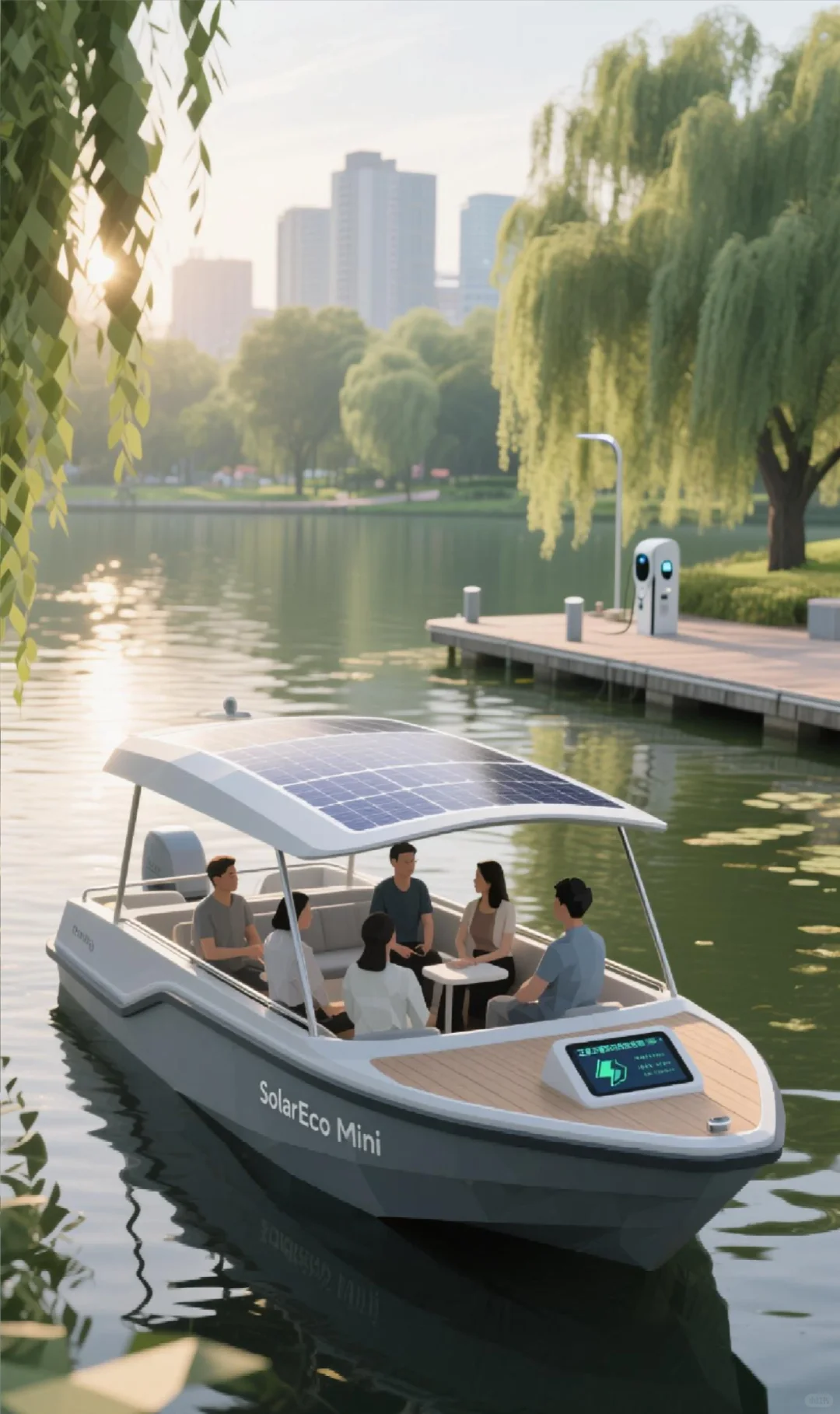 柔性曲面光伏+电动观光游船