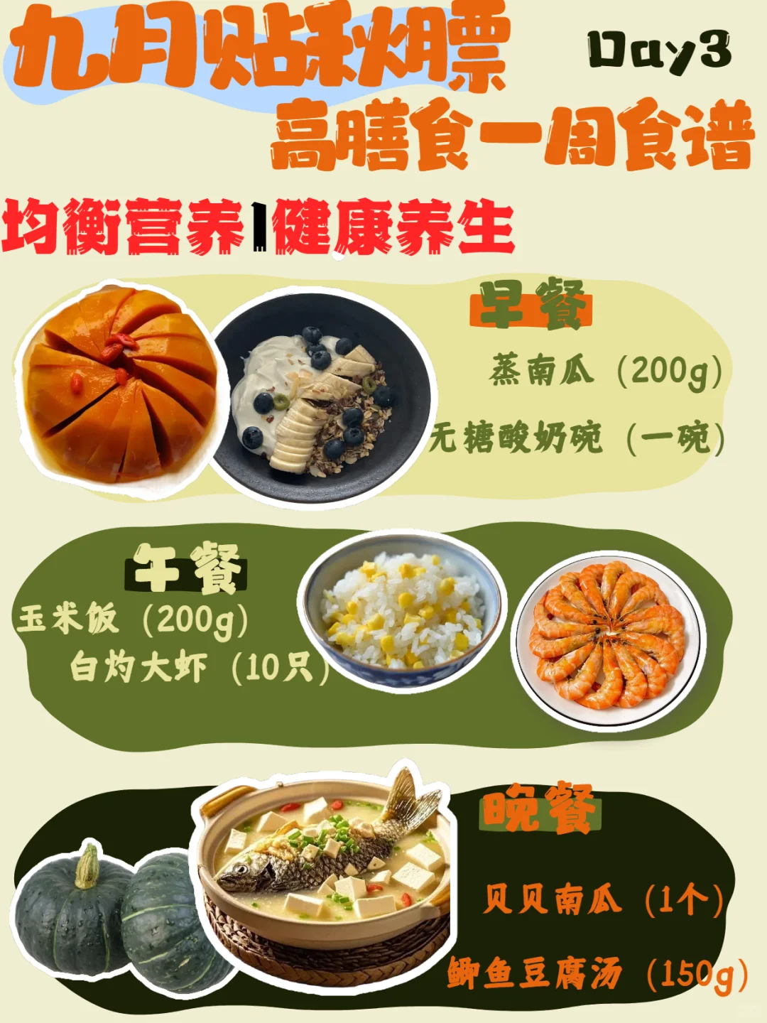 九月要贴秋膘啦!高膳食纤维一周食谱来啦!