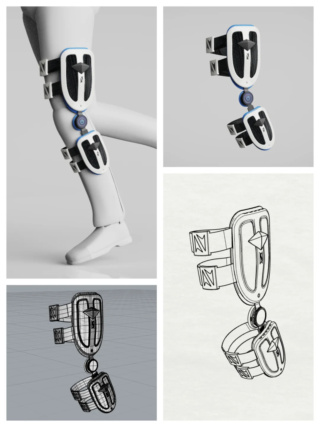 下肢矫正器设计医疗康复用品设计-犀牛建模