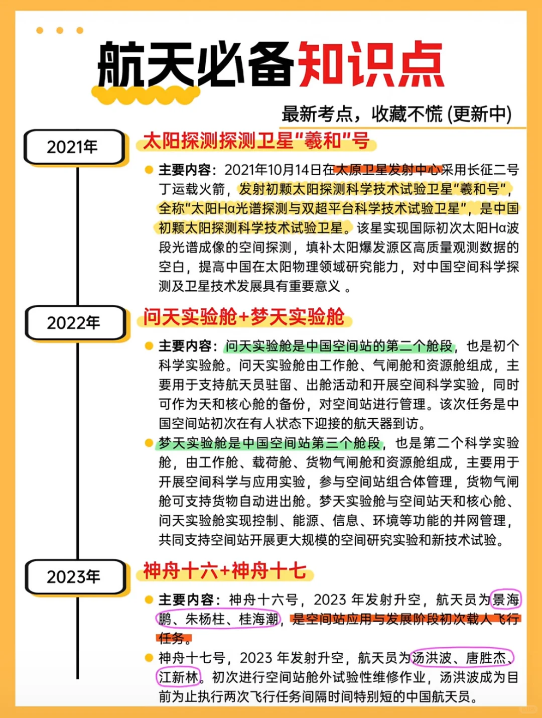 公考航天科技知识点汇总！
