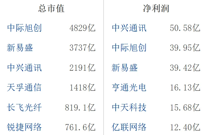 大A通信设备行业龙头