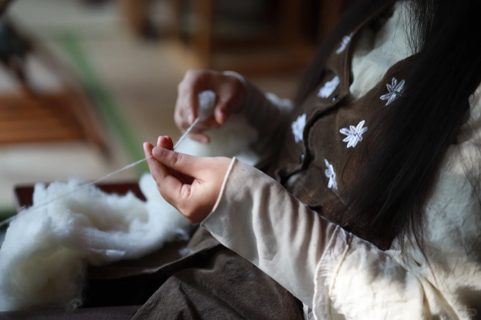 今日纺国产绵羊毛～