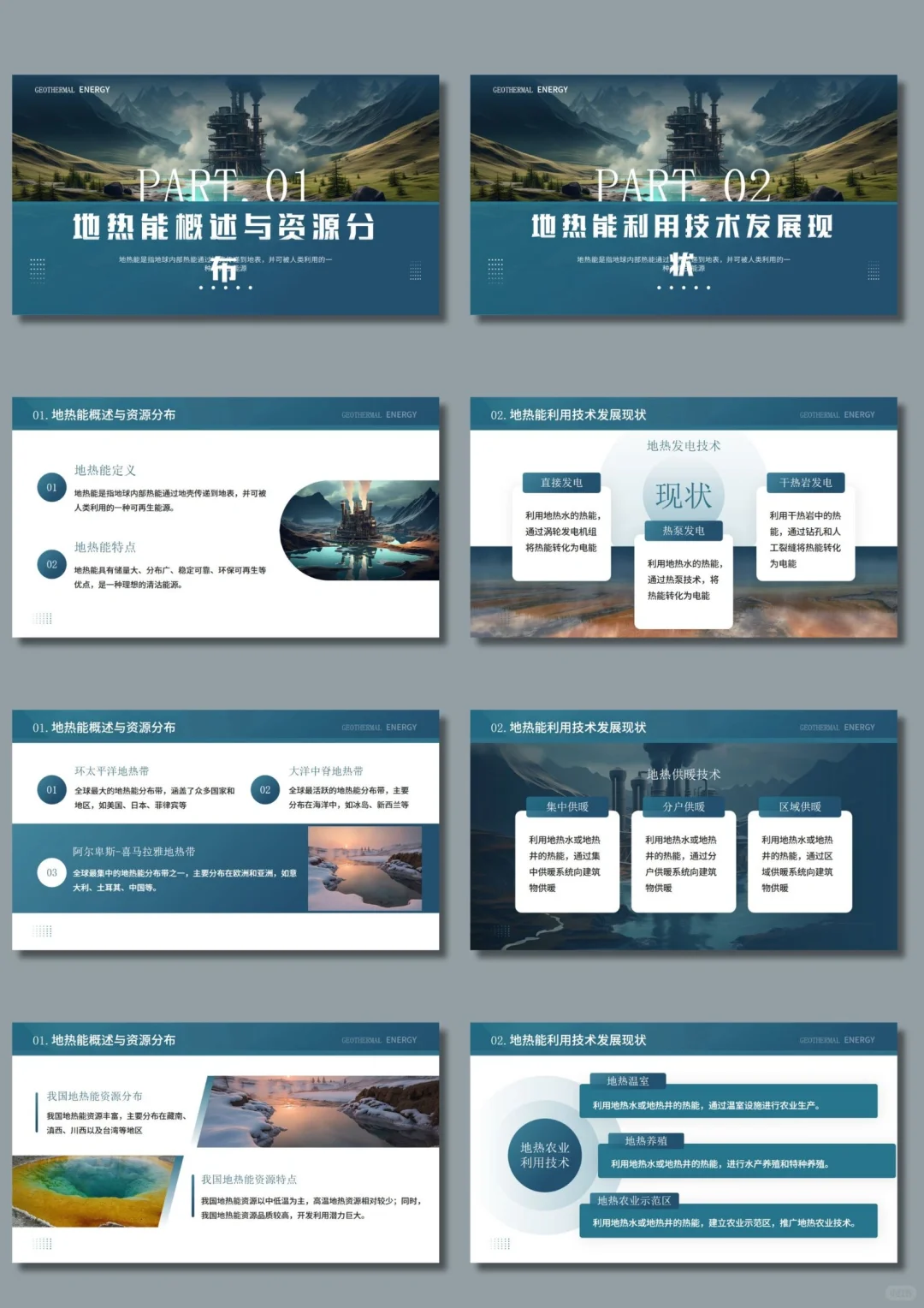地热能利用技术研究与应用ppt模板分享