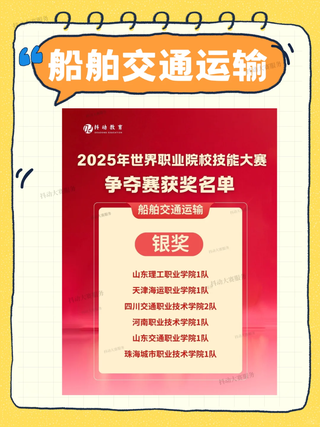 世校赛船舶交通运输赛道成绩表出炉！