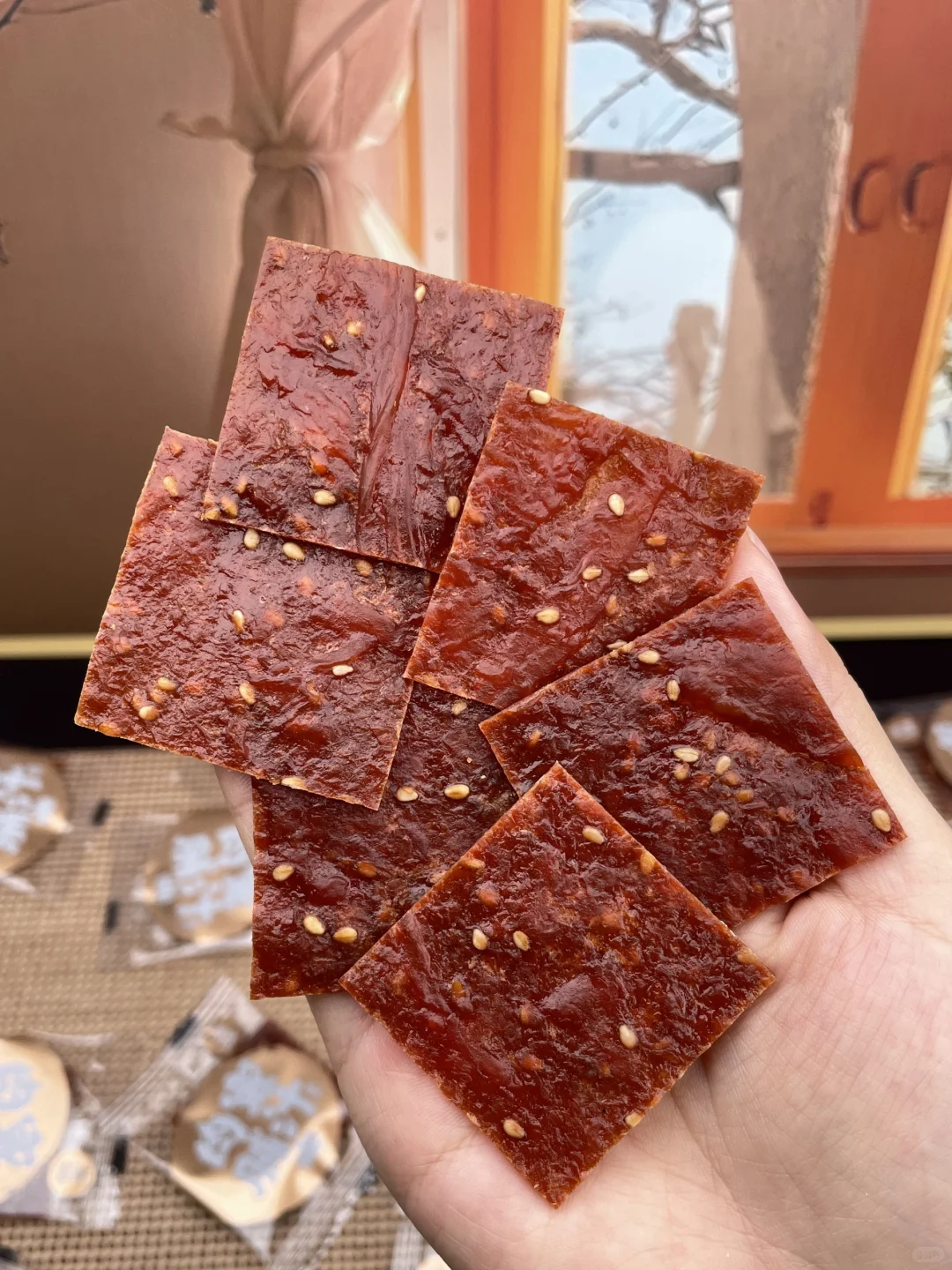 原创高清零食素材提供～蜜汁肉脯‼️