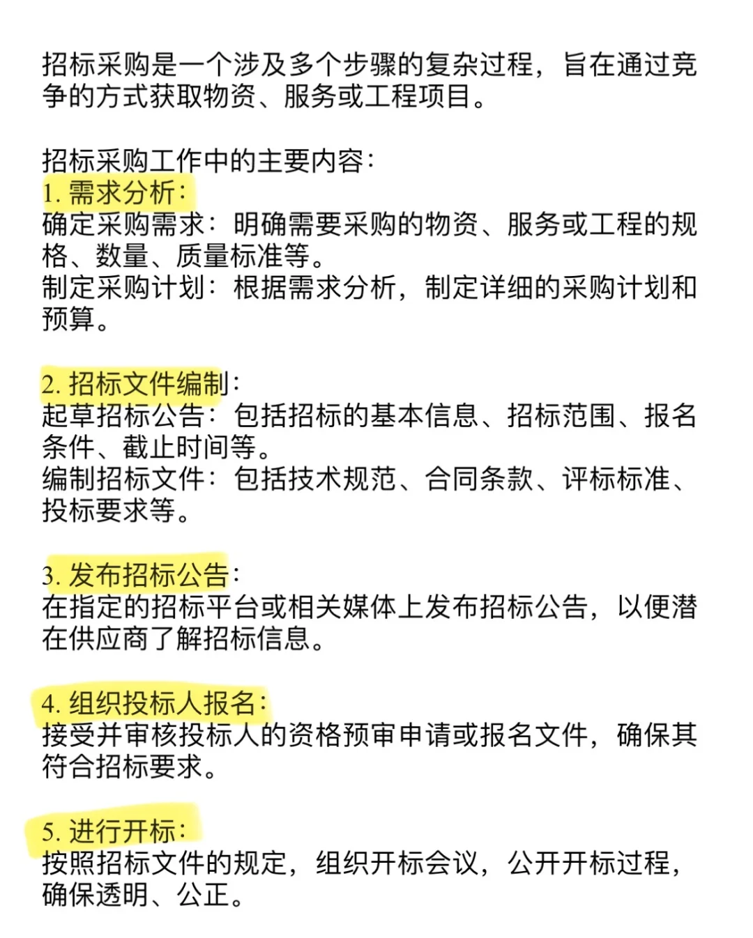 一个完整的招标采购过程
