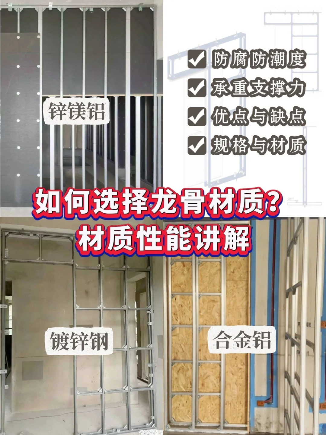 免焊接龙骨怎么选？3 种材质性能全解析