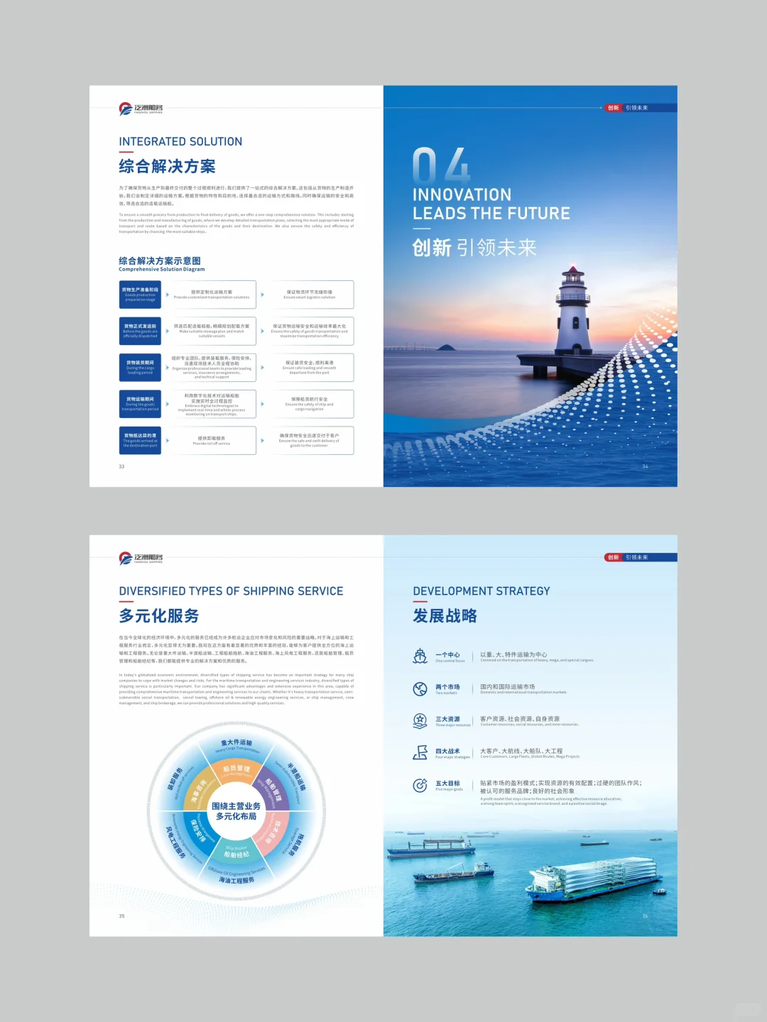 船舶运输画册设计｜蓝色高级简约风格画册