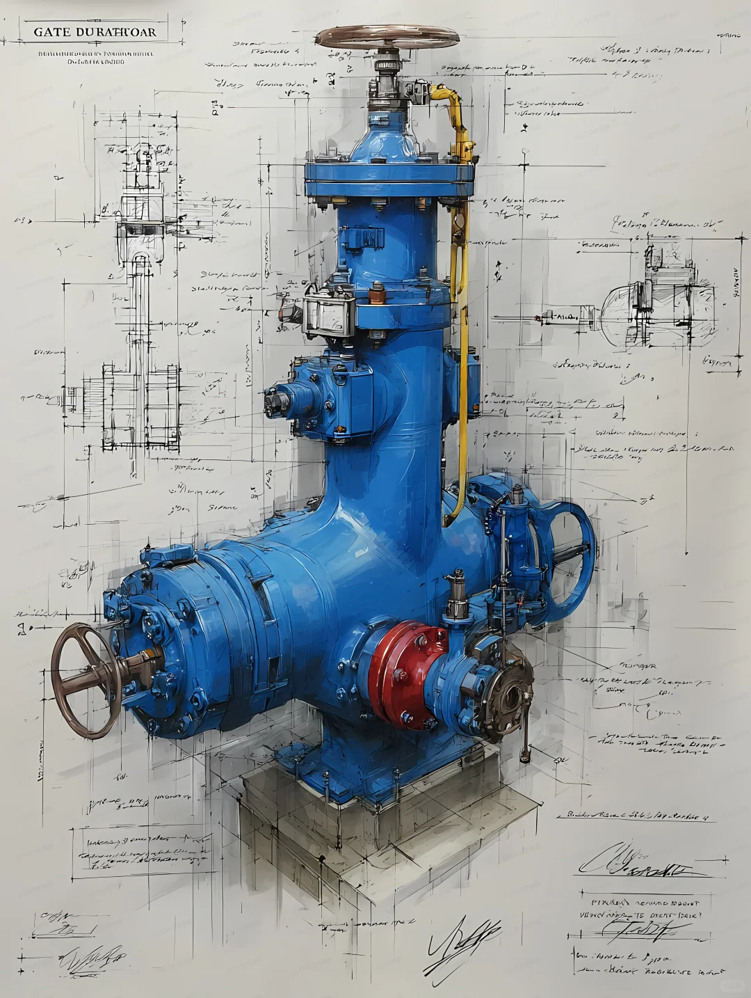 工业闸阀绘画|提示词分享