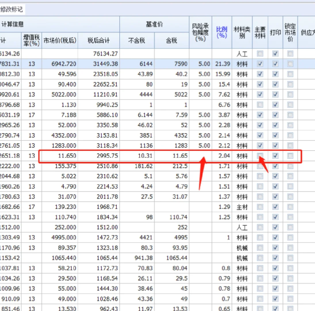 招标项目预算导出招标清单、控制价注意事项
