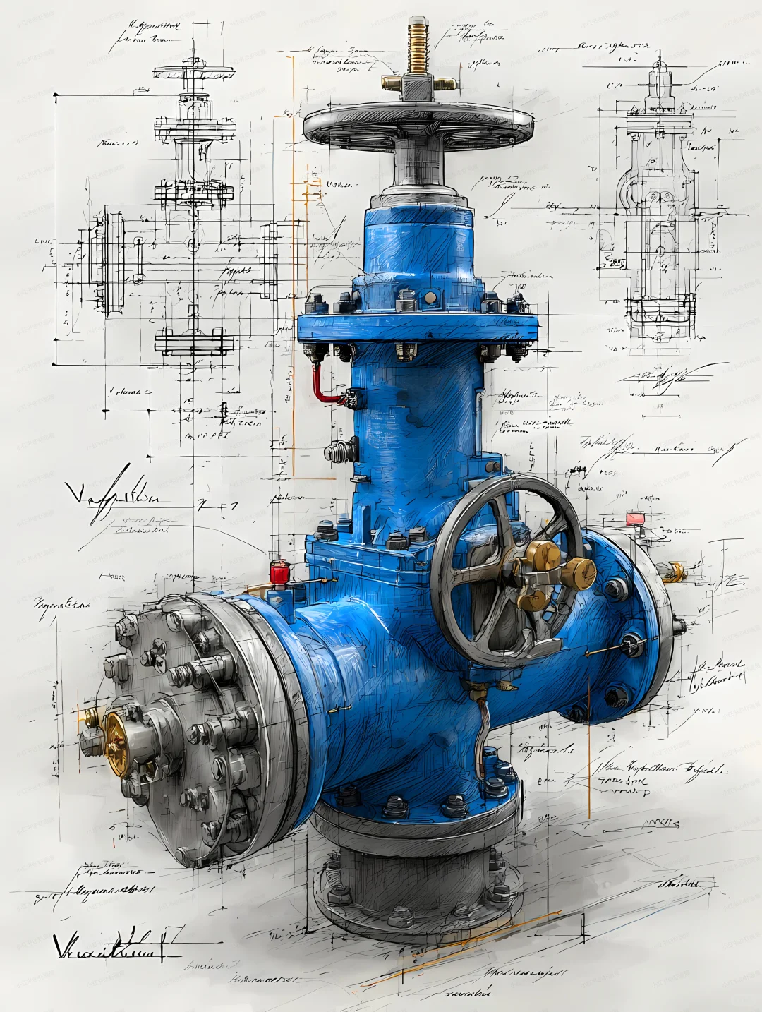 工业闸阀绘画|提示词分享