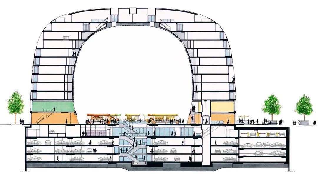 Markthal Rotterdam：垂直折叠的城市生活秀