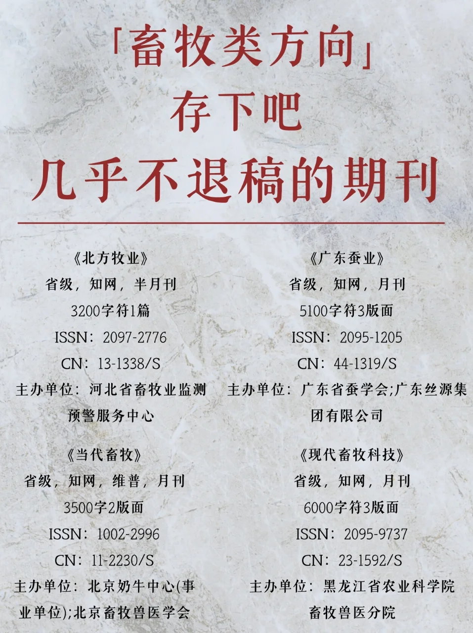 畜牧类期刊,畜牧类研究生快看过来