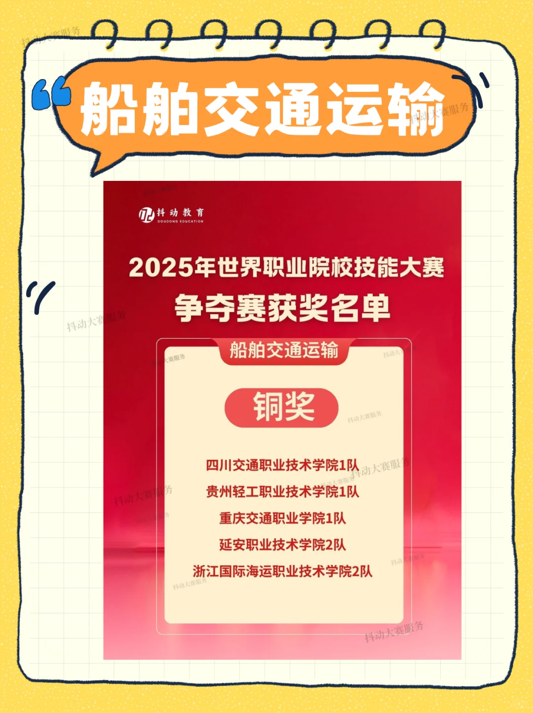 世校赛船舶交通运输赛道成绩表出炉！