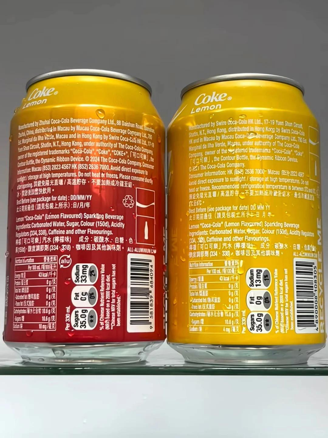 澳门版➕港版?味可乐 配料都是用白糖‼️