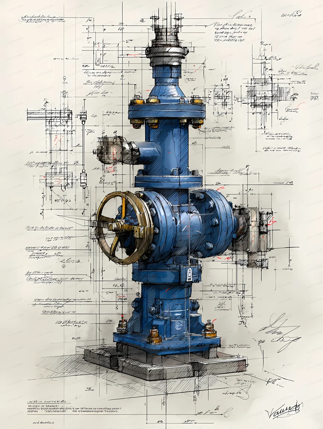 工业闸阀绘画|提示词分享
