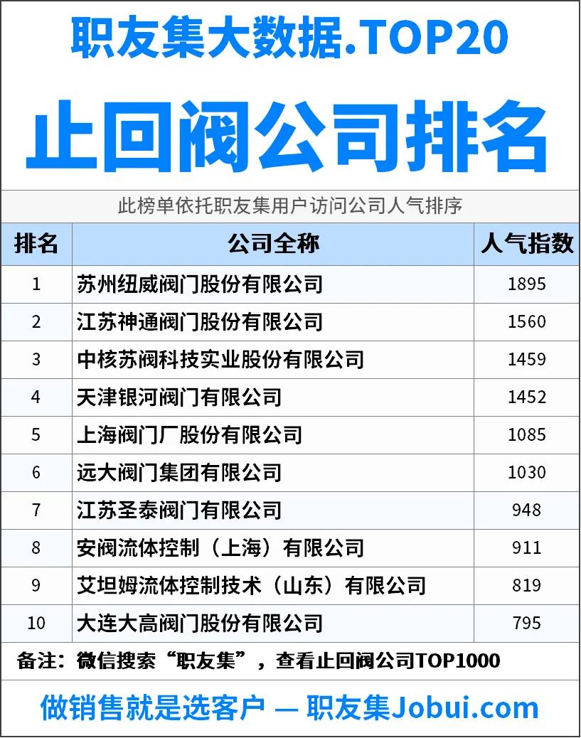 2025年中国止回阀公司排行榜