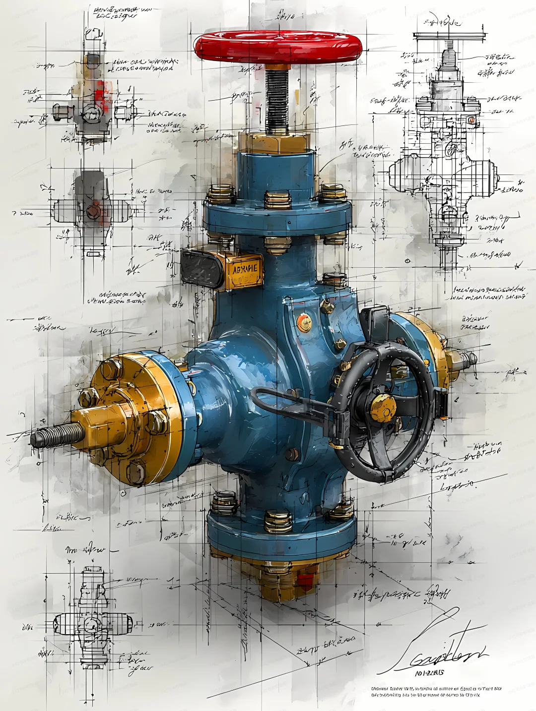 工业闸阀绘画|提示词分享
