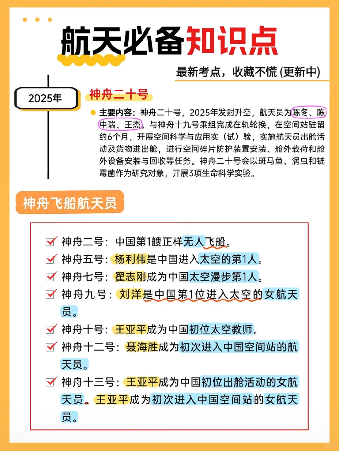 公考航天科技知识点汇总！