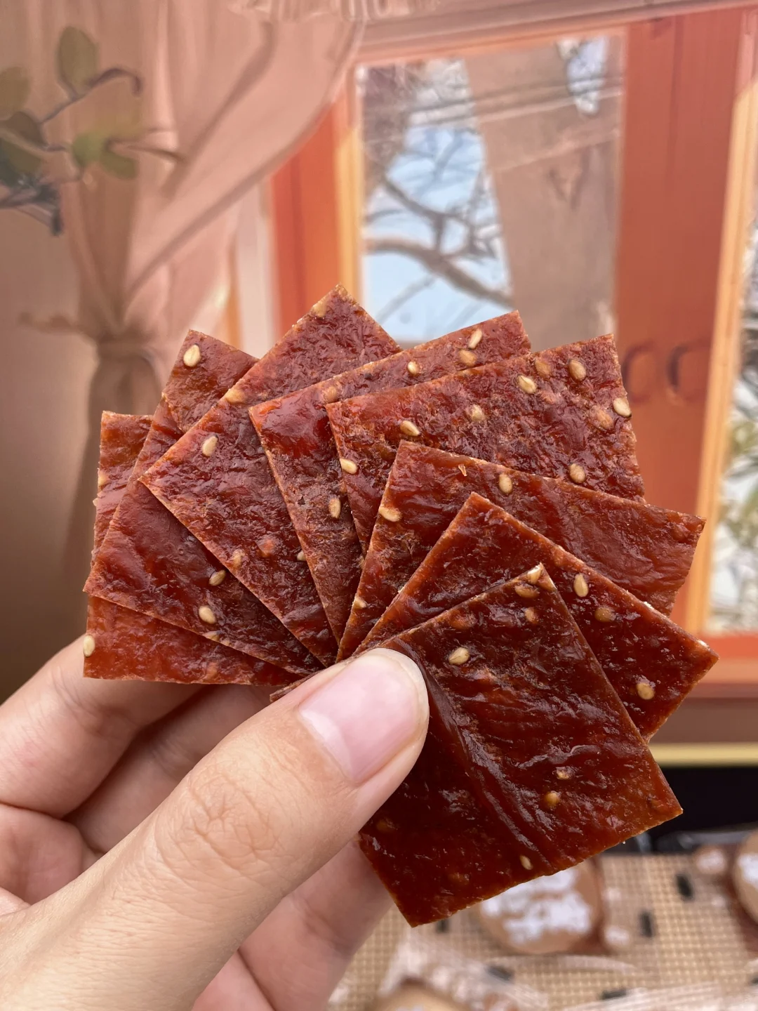 原创高清零食素材提供～蜜汁肉脯‼️