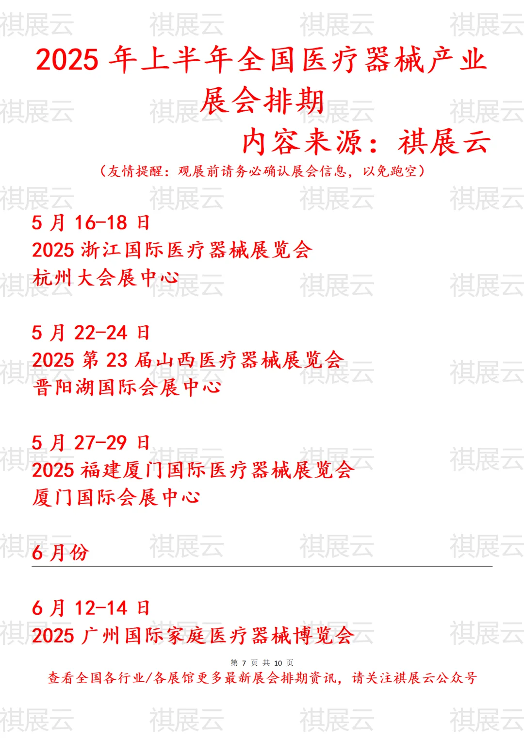 2025年上半年全国医疗器械产业展会排期
