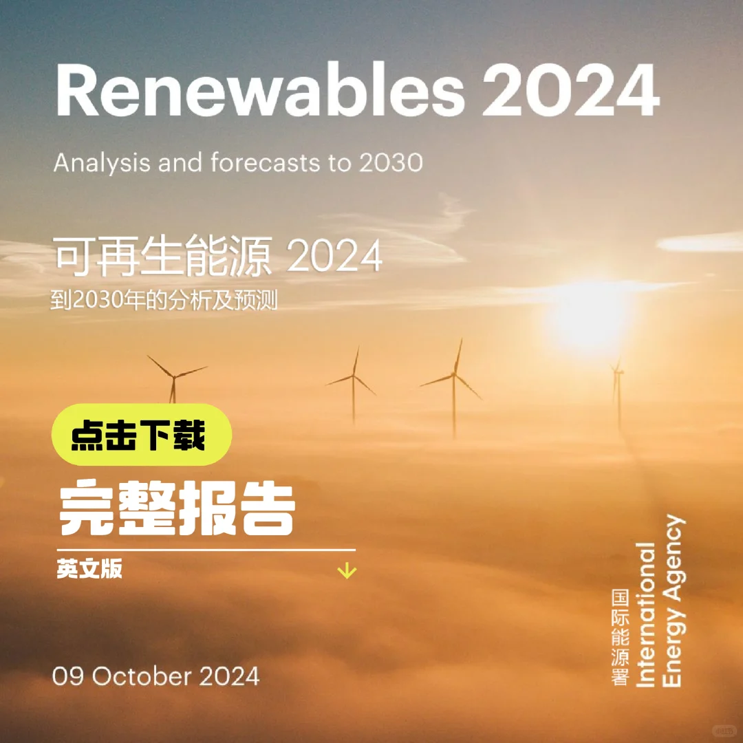 《可再生能源2024》完整报告，拿走不谢！