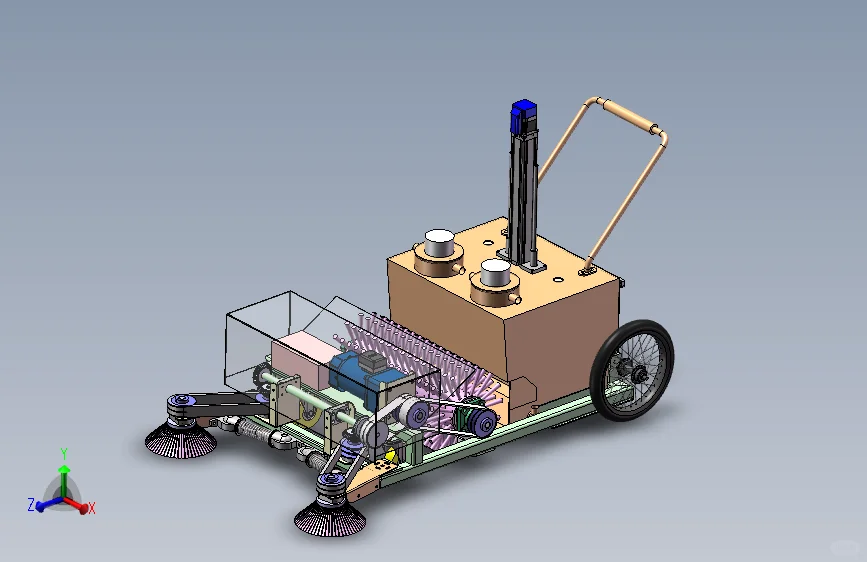 推动式路面垃圾清扫小车solidworks
