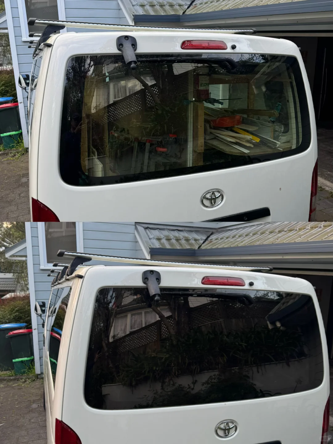 丰田hiace工具车全车隐私隔热太阳膜施工中